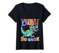 Femme Happy Back to School Look Out I'm Going to Crush 2e année T-Shirt avec Col en V