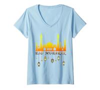 Femme Happy Eid for Eid Al Fitr and Eid Al Adha - Eid Mubarak 2026 T-Shirt avec Col en V