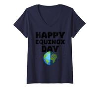 Femme Happy Equinox Day Mars Equinoxe Easter Ostara T-Shirt avec Col en V