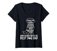Femme Happy Father's Day To The Best Dog Matching Proud Dad T-Shirt avec Col en V