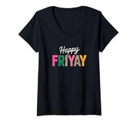 Femme Happy Friyay Teacher Cute Fashion Fri-Yay T-Shirt avec Col en V