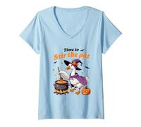 Femme Happy Goose Stir The Pot Witchy Vibes Humour T-Shirt avec Col en V