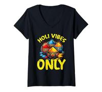 Femme Happy Holi Greetings Hindou Hindouism Indian Festival T-Shirt avec Col en V
