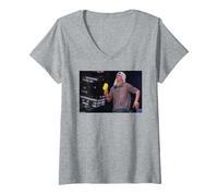 Femme Happy Mondays Live Bez in Action par Andy Willsher T-Shirt avec Col en V
