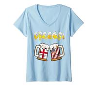Femme Happy Nat'l Beer Day English American Papa Mama Needs A Beer Day T-Shirt avec Col en V