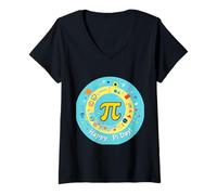 Femme Happy Pi Day - Célébration Amusante des mathématiques et des Sciences T-Shirt avec Col en V