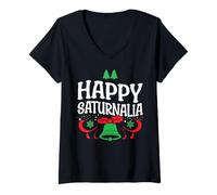 Femme Happy Saturnalia Holiday Saturne Saturnalia Roman Christmas T-Shirt avec Col en V