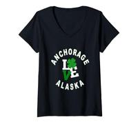 Femme Happy St Patrick, Anchorage, Alaska T-Shirt avec Col en V