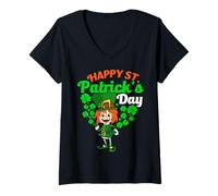 Femme Happy St. Patrick's Day Leprechaun Fille Adultes Hommes Femmes Enfant T-Shirt avec Col en V