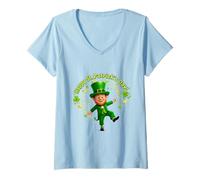 Femme Happy St. Patrick's Day Leprechaun Gold Rainbow Lucky Irish T-Shirt avec Col en V