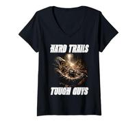 Femme Hard Trails Tough Guys Enduro Riders Moto Motorsports T-Shirt avec Col en V