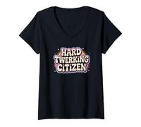 Femme Hard Twerking Citizen Funny Dance Humour Groovy T-Shirt avec Col en V
