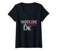 Femme HARDCORE WILL NEVER DIE, Worldwide Destroy Everything T-Shirt avec Col en V