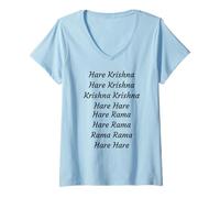Femme Hare Krishna Maha Mantra Sanskrit Chant Yoga Méditation T-Shirt avec Col en V
