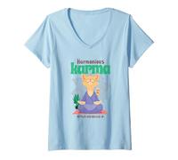 Femme Harmonieux Yoga Karma Pattes Et Respiration T-Shirt avec Col en V