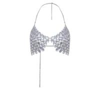 Femme Harnais Soutien Gorge Halter Bikini Haut Paillettes Brillant Type A Taille Unique