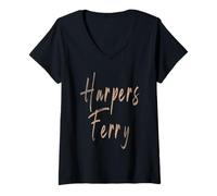 Femme Harpers Ferry West Virginia Design Vintage élégant T-Shirt avec Col en V