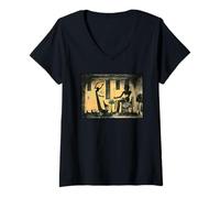 Femme Harpiste, Pharaon Ramsès III Pyramides égyptiennes Art T-Shirt avec Col en V
