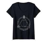 Femme Harry Potter Deathly Hallows Glow T-Shirt avec Col en V
