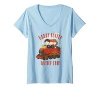 Femme Harry Potter Family Trip Hogwarts Express T-Shirt avec Col en V