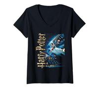 Femme Harry Potter Flying Car Castle T-Shirt avec Col en V