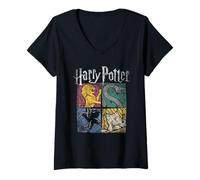 Femme Harry Potter House Squares T-Shirt avec Col en V