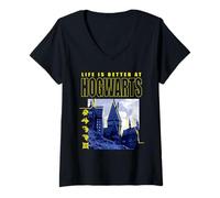 Femme Harry Potter Life is Better At Hogwarts T-Shirt avec Col en V