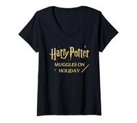 Femme Harry Potter Muggles on Holiday Wand T-Shirt avec Col en V