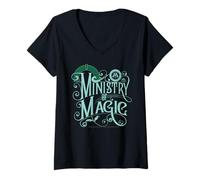 Femme Harry Potter Nouveau Design 2025 Ministère de la Magie T-Shirt avec Col en V