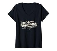Femme Harry Potter Try Quidditch Go Flying Today T-Shirt avec Col en V