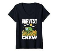 Femme Harvest Crew : Fermier, cultivateur, récolte des Champs T-Shirt avec Col en V