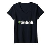 Femme Hashtag Dividendes Dividendes Investisseur Financement Passif des revenus T-Shirt avec Col en V