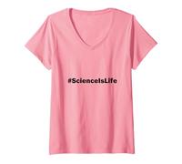 Femme Hashtag La Science C'est la Vie | Math Nerd | #scienceislife T-Shirt avec Col en V