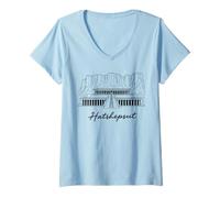 Femme Hatchepsout Égypte Pharaon Thèbes Archéologie T-Shirt avec Col en V
