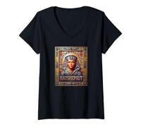 Femme Hatchepsout Reine de l'Égypte Ancienne T-Shirt avec Col en V