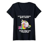Femme hatte heute morgen gute laune dann traf ich menschen T-Shirt avec Col en V