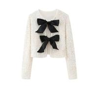 Femme Haute Top Solide O-Cou Manches Longues Paillettes Noeud Papillon Décorer la Nouvelle Mode Femme Blouses d'automne