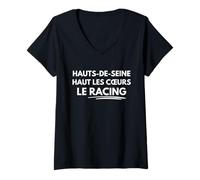 Femme Hauts-de-Seine Haut Les cœurs Allez Le Racing T-Shirt avec Col en V