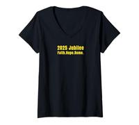 Femme Hauts, t-shirts et accessoires de l'année sainte italienne 2025 du jubilé de Rome T-Shirt avec Col en V