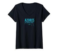 Femme Hauts, t-shirts et accessoires de voyage, cartes du Portugal des Açores T-Shirt avec Col en V