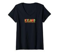 Femme Hauts, t-Shirts et Souvenirs de Voyage Reykjavik Volcano 2025 T-Shirt avec Col en V