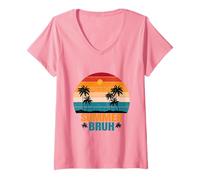 Femme Have A Bussin Summer Bruh Funny Summer Citation Fire Man T-Shirt avec Col en V