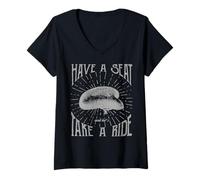 Femme Have A Seat Take A Ride Selle de vélo Vintage T-Shirt avec Col en V