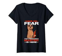 Femme Have no Fear Feu d'artifice pyrotechnicien 4th of July T-Shirt avec Col en V