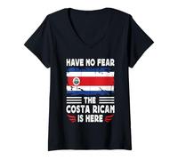 Femme Have No Fear The Costa Rican is Here Costa Rica Flag T-Shirt avec Col en V