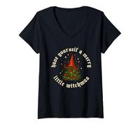Femme Have Yourself A Merry Little Witchmas Funny Christmas Christmas T-Shirt avec Col en V