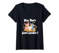 Femme HAY THERE GOOD LOOKIN T-Shirt avec Col en V