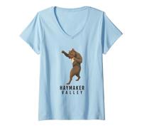 Femme Haymaker Valley Boxe Chien de Combat Drôle Meme T-Shirt avec Col en V