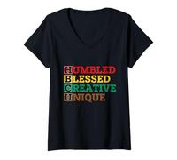 Femme HBCU Humbled Blessed Creative Unique - African Pride T-Shirt avec Col en V
