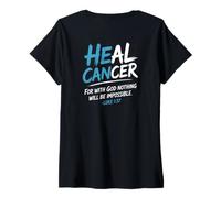 Femme He Can Heal Cancer Prostate Cancer God Christian Bible Verse T-Shirt avec Col en V